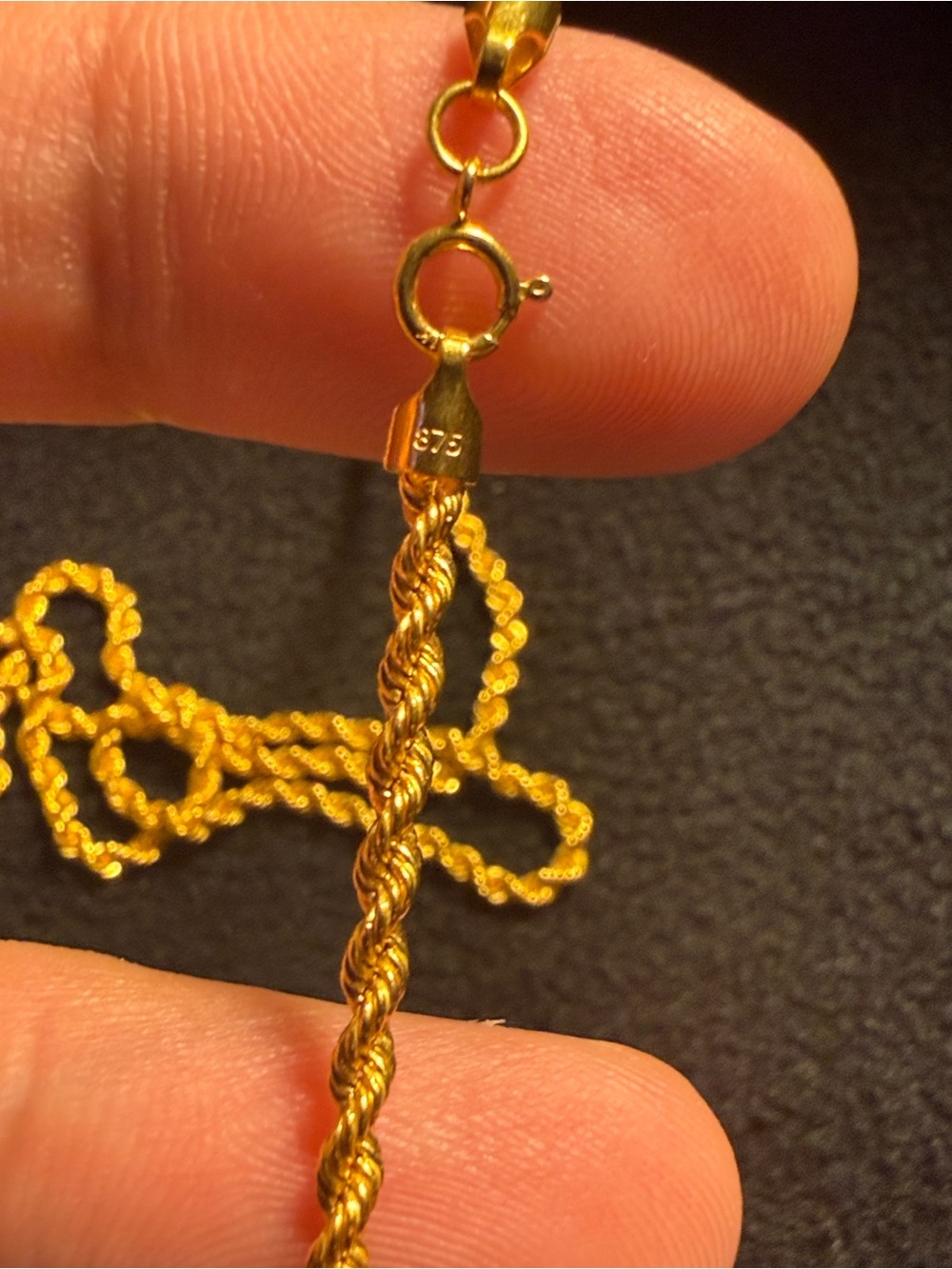 24” 21K Gold Rope Chain Necklace - Picture 4 of 5